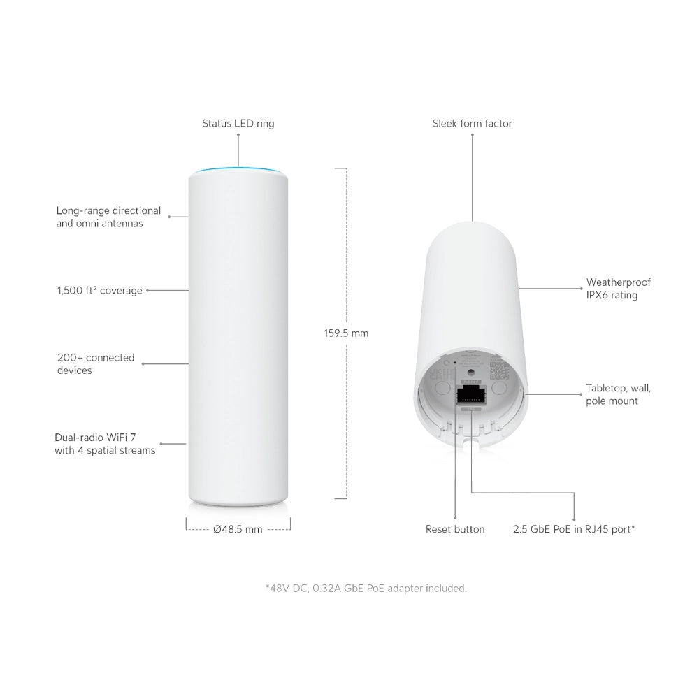Ubiquiti UniFi Mesh Indoor/Outdoor WiFi 7 Access Point | U7-MESH