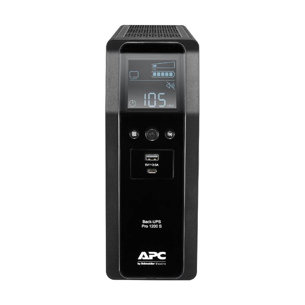 APC Back - UPS Pro, 1200VA/720W, Tower, 230V, 8x IEC C13 outlets, Sine Wave, AVR, USB Type A + C ports, LCD, User Replaceable Battery | BR1200SI - Network Warehouse