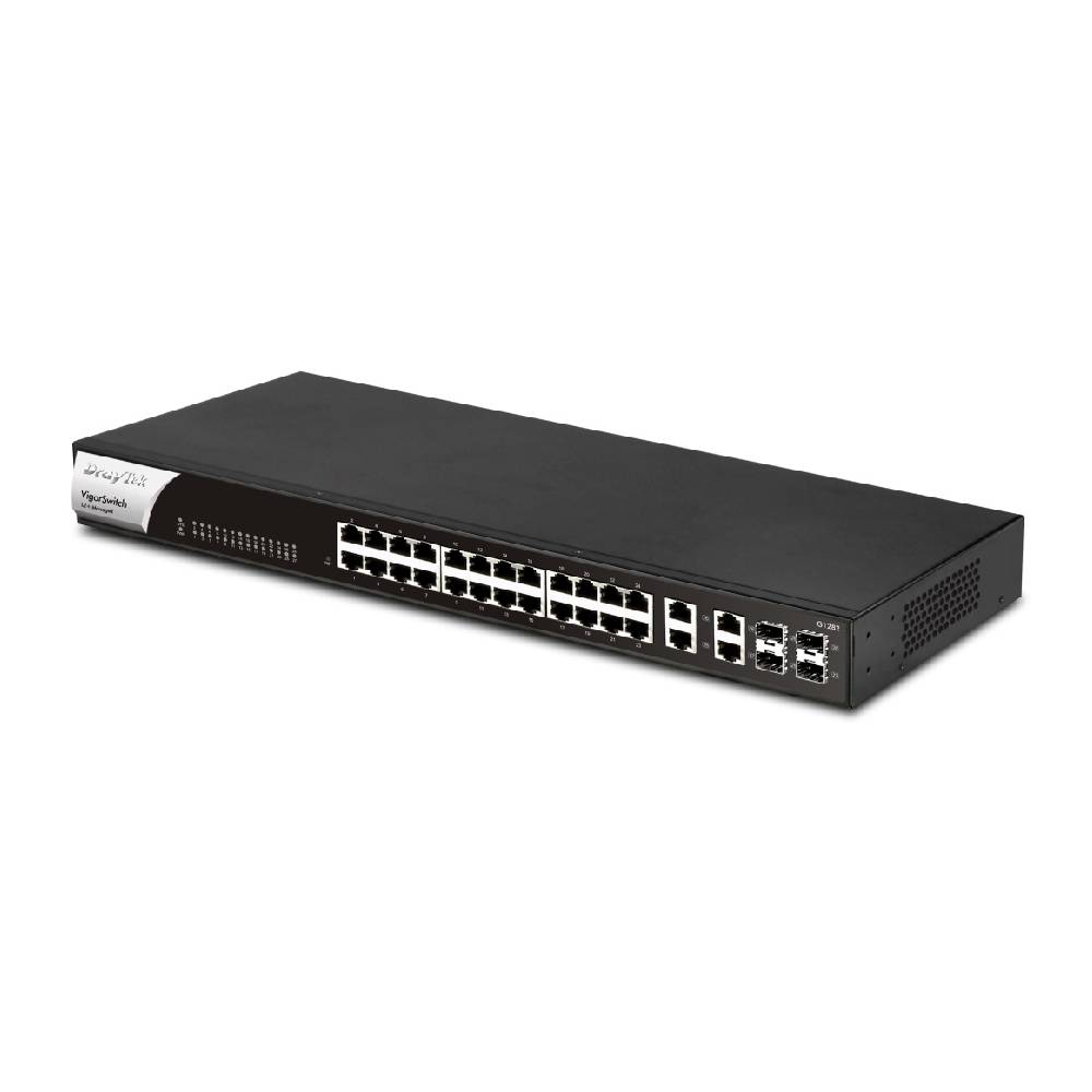 DrayTek VigorSwitch G1282 24 Port Gigabit Switch + 4 x SFP | VSG1282 - K - Network Warehouse