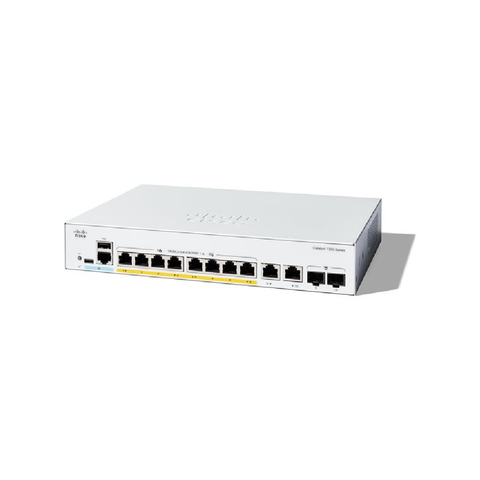 Cisco Catalyst 1300 8-Port PoE+ Gigabit Switch + 2 Gig Combo | C1300-8FP-E-2G