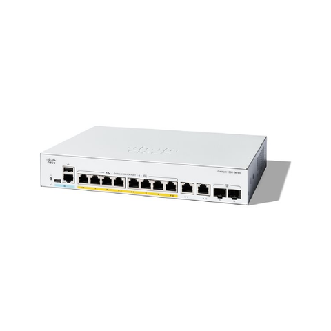 Cisco Catalyst 1300 8-Port PoE+ Gigabit Switch + 2 Gig Combo | C1300-8P-E-2G