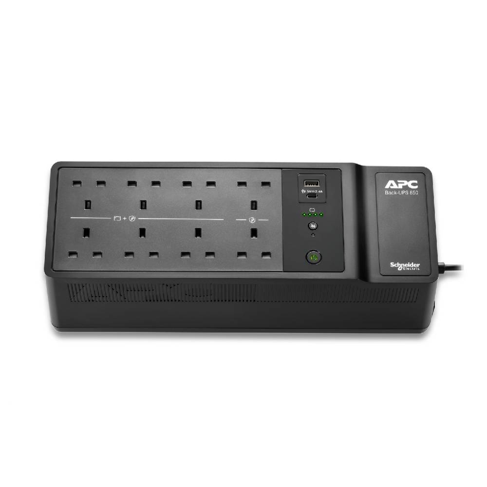 APC Back - UPS, 850VA, Floor/Wall Mount, 230V, 8x British BS1363A outlets, USB Type A+C Ports, User Replaceable Battery | BE850G2 - UK - Network Warehouse