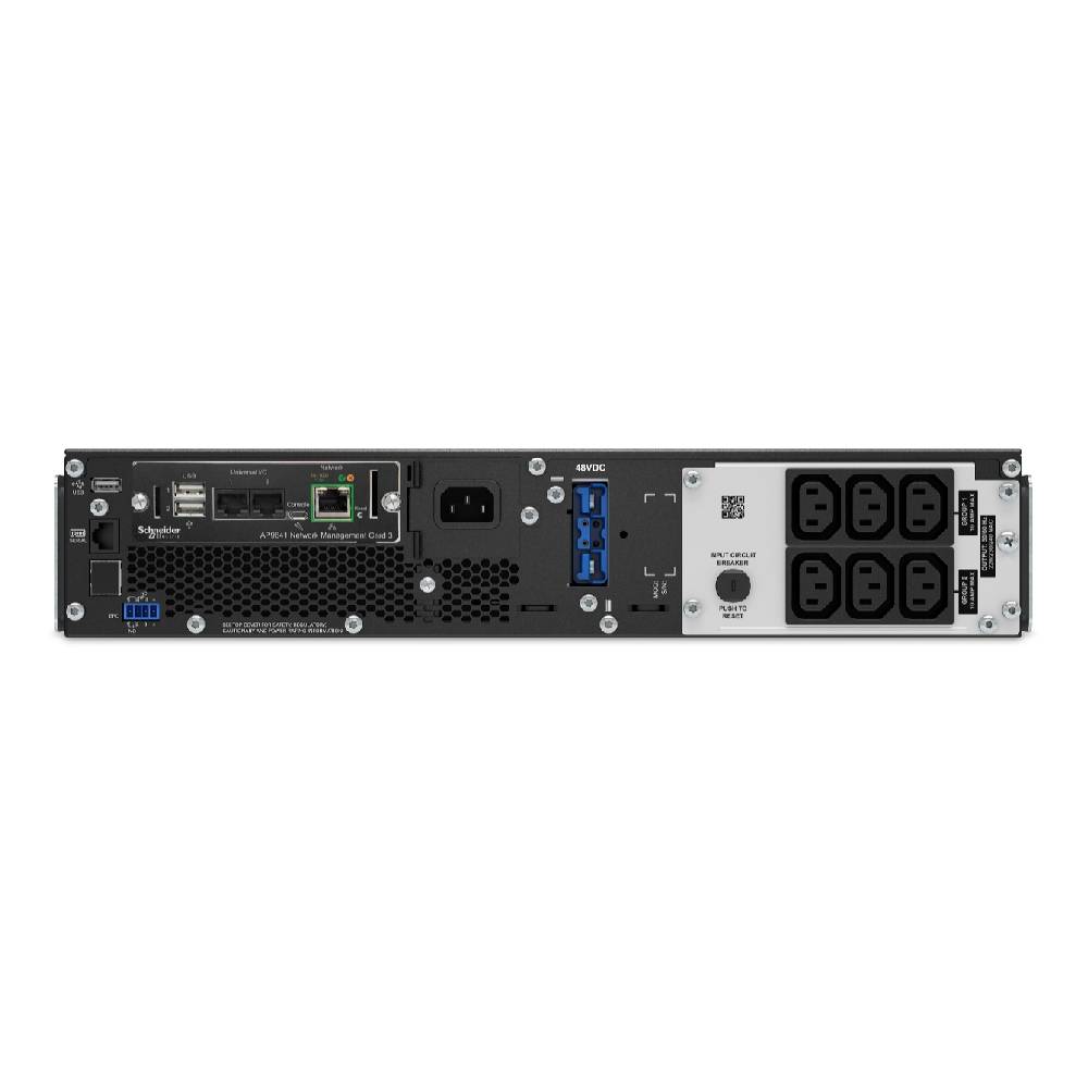 APC Smart - UPS On - Line, 1500VA, Rackmount 2U, 230V, 6x C13 IEC outlets, Network Card, Extended runtime, W/ rail kit | SRT1500RMXLI - NC - Network Warehouse