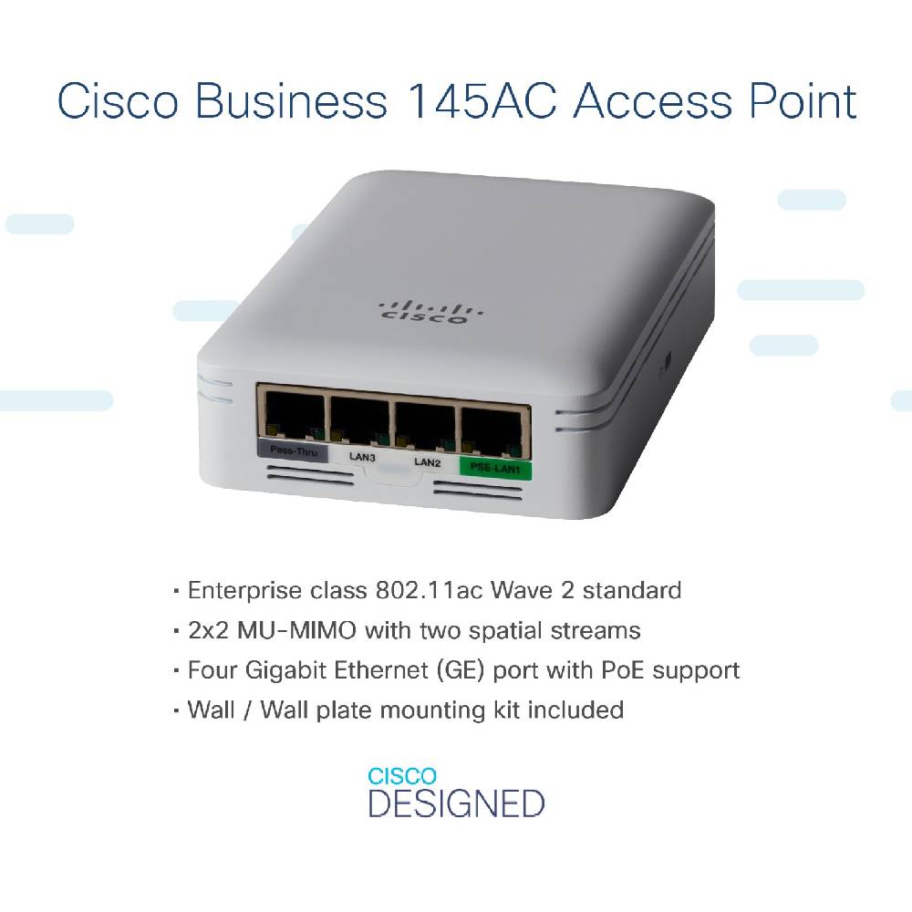 Cisco WiFi 5 PoE Access Point (1167Mbps AC) | CBW145AC - E - Network Warehouse