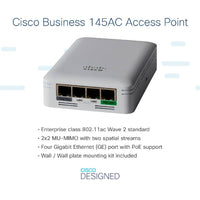 Cisco WiFi 5 PoE Access Point (1167Mbps AC) | CBW145AC - E - Network Warehouse