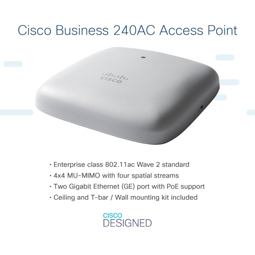 Cisco WiFi 5 PoE Access Point (1733Mbps AC) - 5 Pack | 5 - CBW240AC - E - Network Warehouse