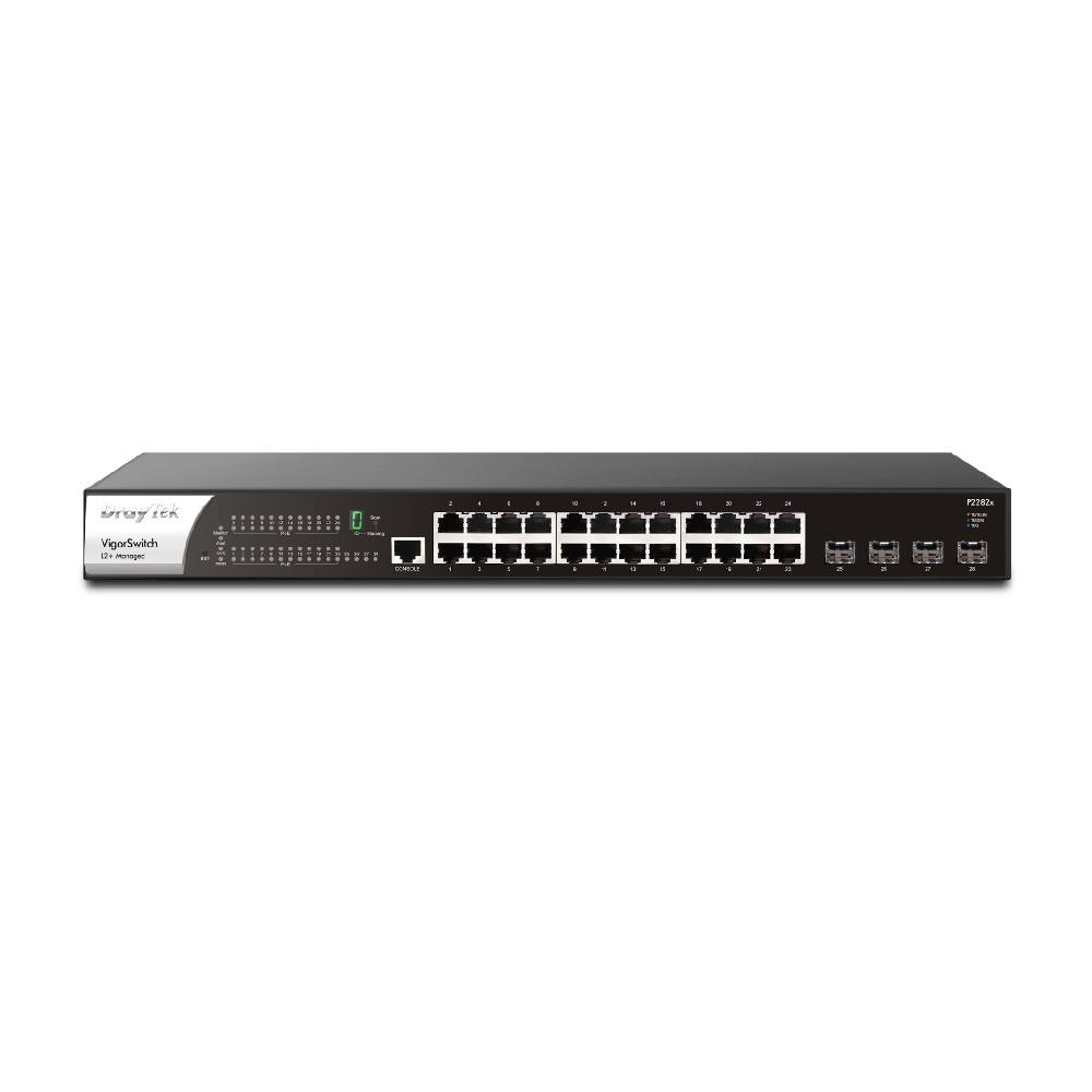 DrayTek Vigorswitch P2282X 24 Port Gigabit PoE+ Switch + 4 x SFP+ | VSP2282X - K - Network Warehouse