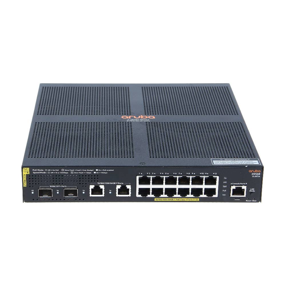 HPE Aruba 2930F 12G PoE+(139W) 2G/2SFP+ Switch | JL693A - Network Warehouse