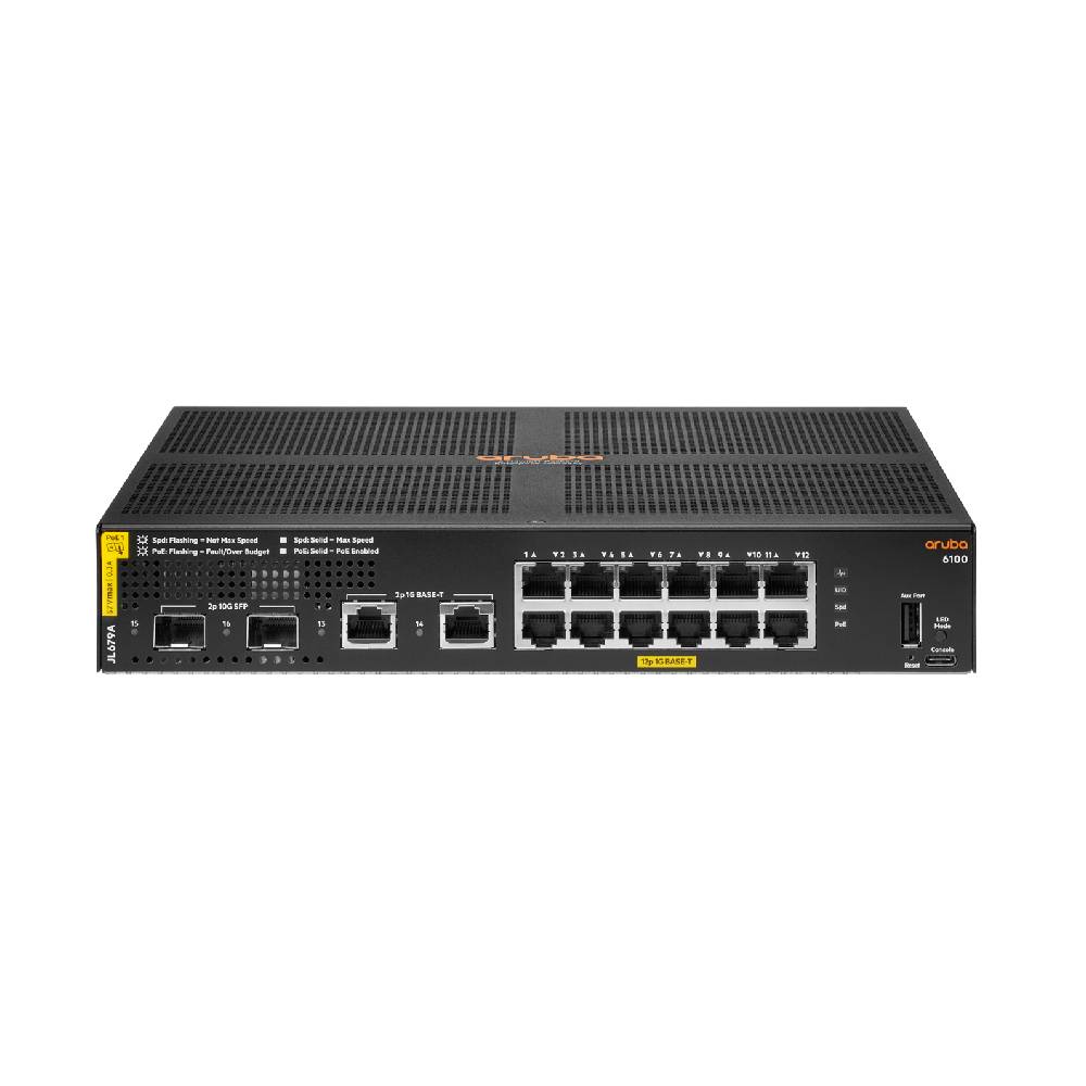 HPE Aruba CX 6100 12G Class4 PoE 2G/2SFP+ 139W Switch | JL679A - Network Warehouse