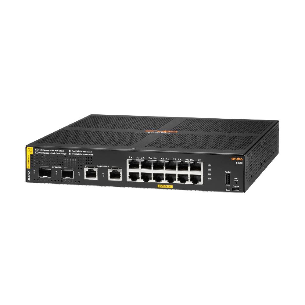 HPE Aruba CX 6100 12G Class4 PoE 2G/2SFP+ 139W Switch | JL679A - Network Warehouse