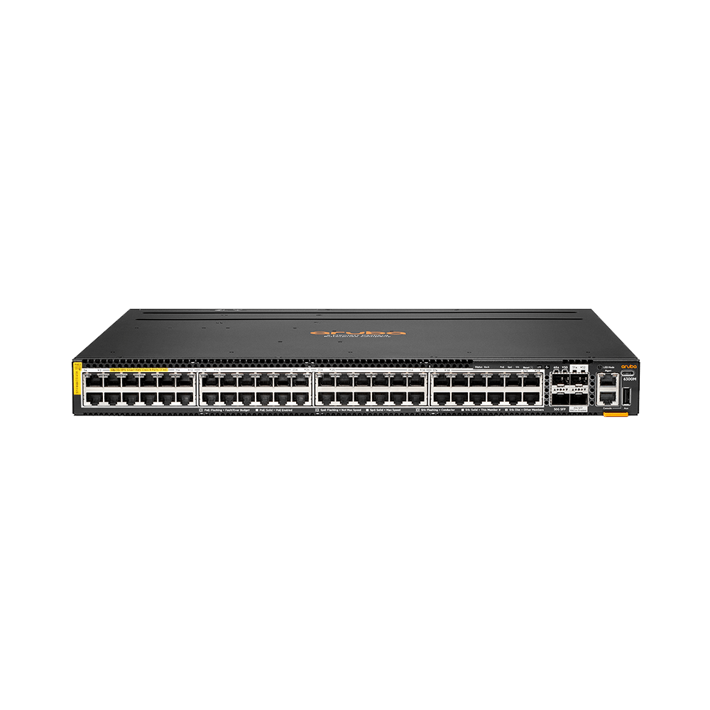 HPE Aruba CX 6300M 48p HPE Smart Rate 1G/2.5G/5G Class8 PoE and 2p 50G ...